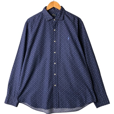 古着 ラルフローレン Ralph Lauren POLO RALPH LAUREN 総柄 ワイドカラー 長袖 コットンシャツ メンズXL相当/eaa567482