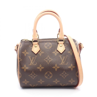 ルイ・ヴィトン LOUIS VUITTON ナノスピーディ モノグラム ショルダーバッグ バッグ PVCコーティングキャンバス レザー モノグラム レディース ブラウン系 M61252 【中古】