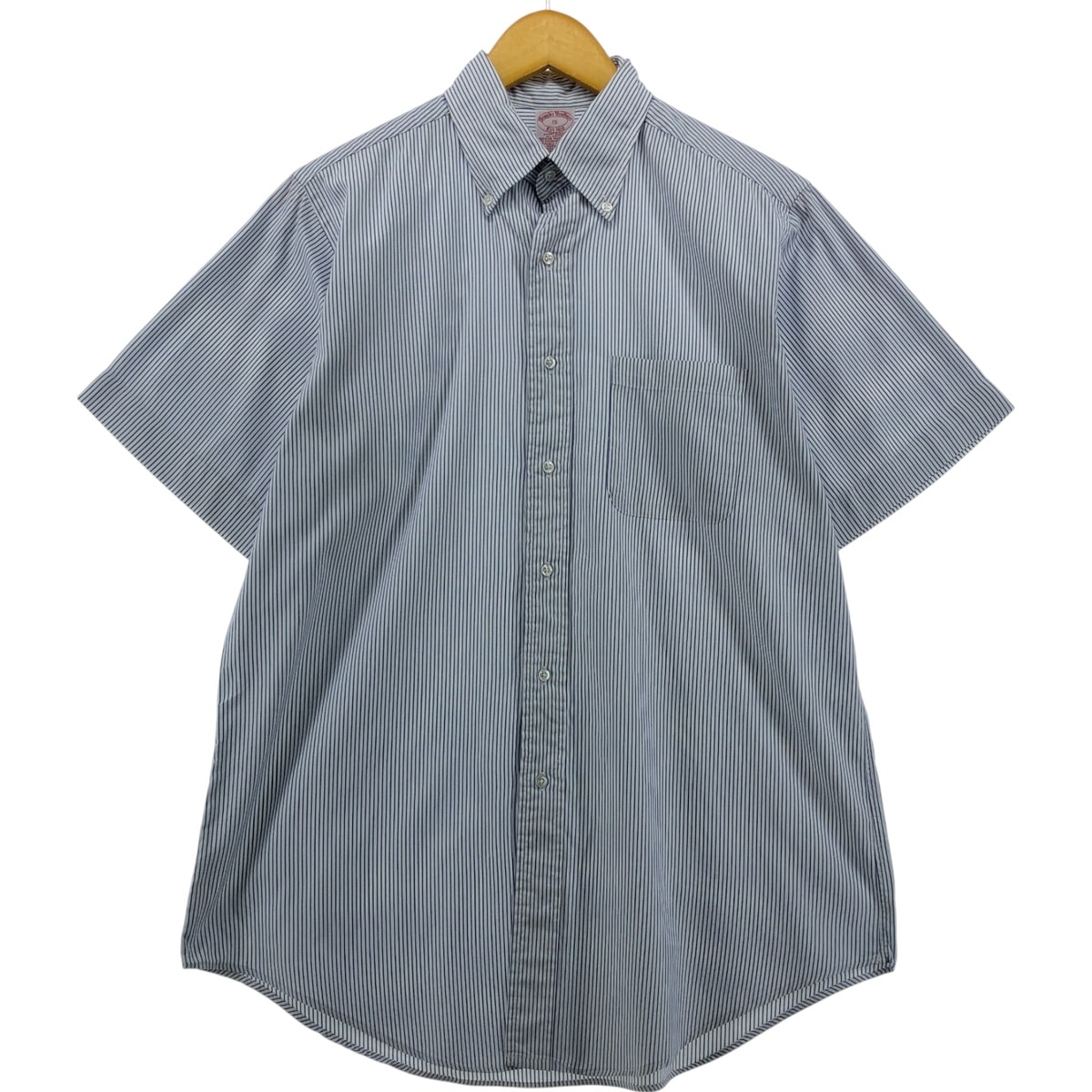 古着 ブルックスブラザーズ Brooks Brothers Est.1818 半袖 ボタンダウン ストライプシャツ USA製 メンズM相当/eaa555817
