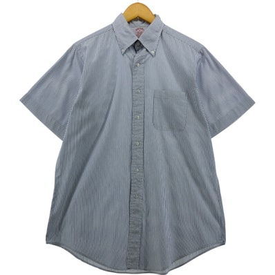 古着 ブルックスブラザーズ Brooks Brothers Est.1818 半袖 ボタンダウン ストライプシャツ USA製 メンズM相当/eaa555817