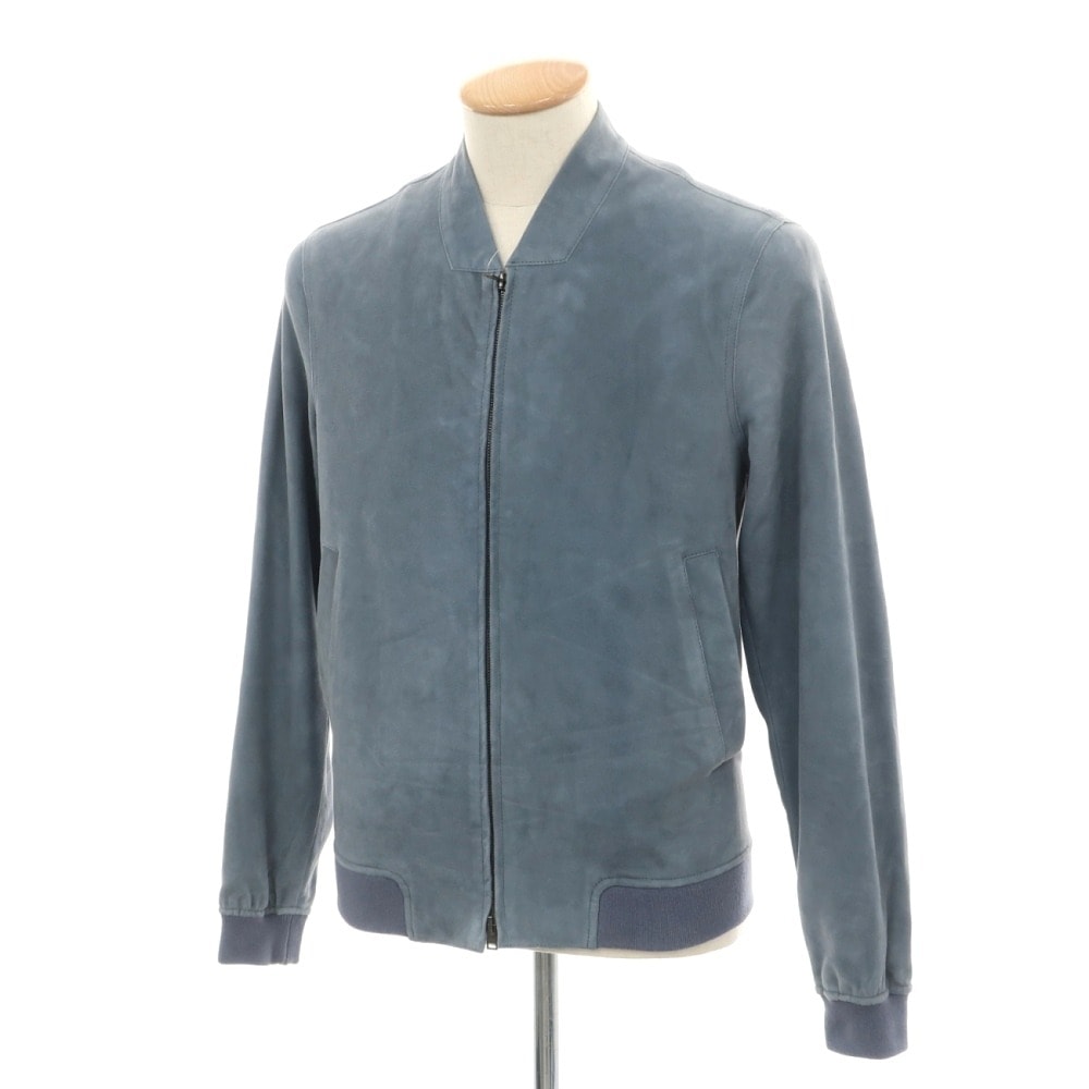 【中古】ヘルノ Herno ゴート スエード ダブルジップ レザーブルゾン ライトブルー【サイズ42】【メンズ】