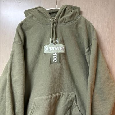 Supreme Cross Box Logo Hooded Sweatshirt "Light Olive"