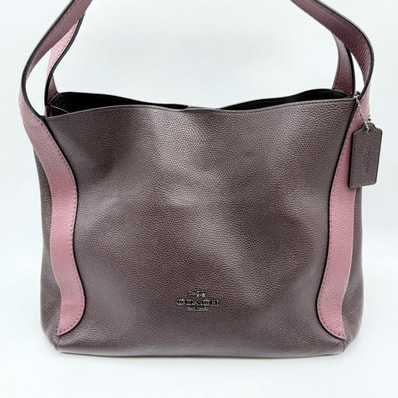 COACH(コーチ)ハドリー ホーボー カラーブロック ショルダーバッグ レディース レザー ボルドー系×ピンク系 バイカラー ワンショルダー