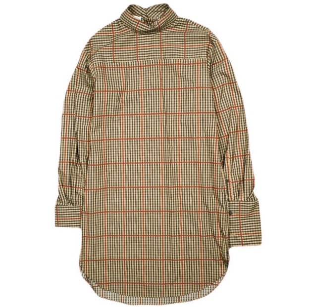 新品 DRIES VAN NOTEN ドリスヴァンノッテン 24AW CORSO 9011 W.W.SHIRT ガンクラブチェック スタンドカラーシャツ 242-010702-9011-701 XS RUST 定価129,800円 長袖 プルオーバー トップス