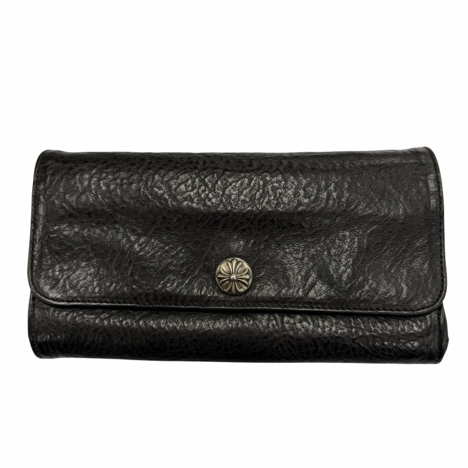 Chrome Hearts Judy Cross Button Leather Wallet "Black/Silver"