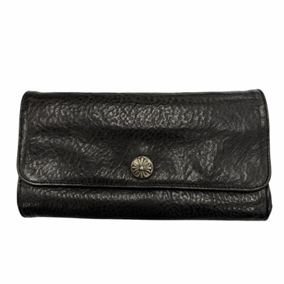 Chrome Hearts Judy Cross Button Leather Wallet "Black/Silver"