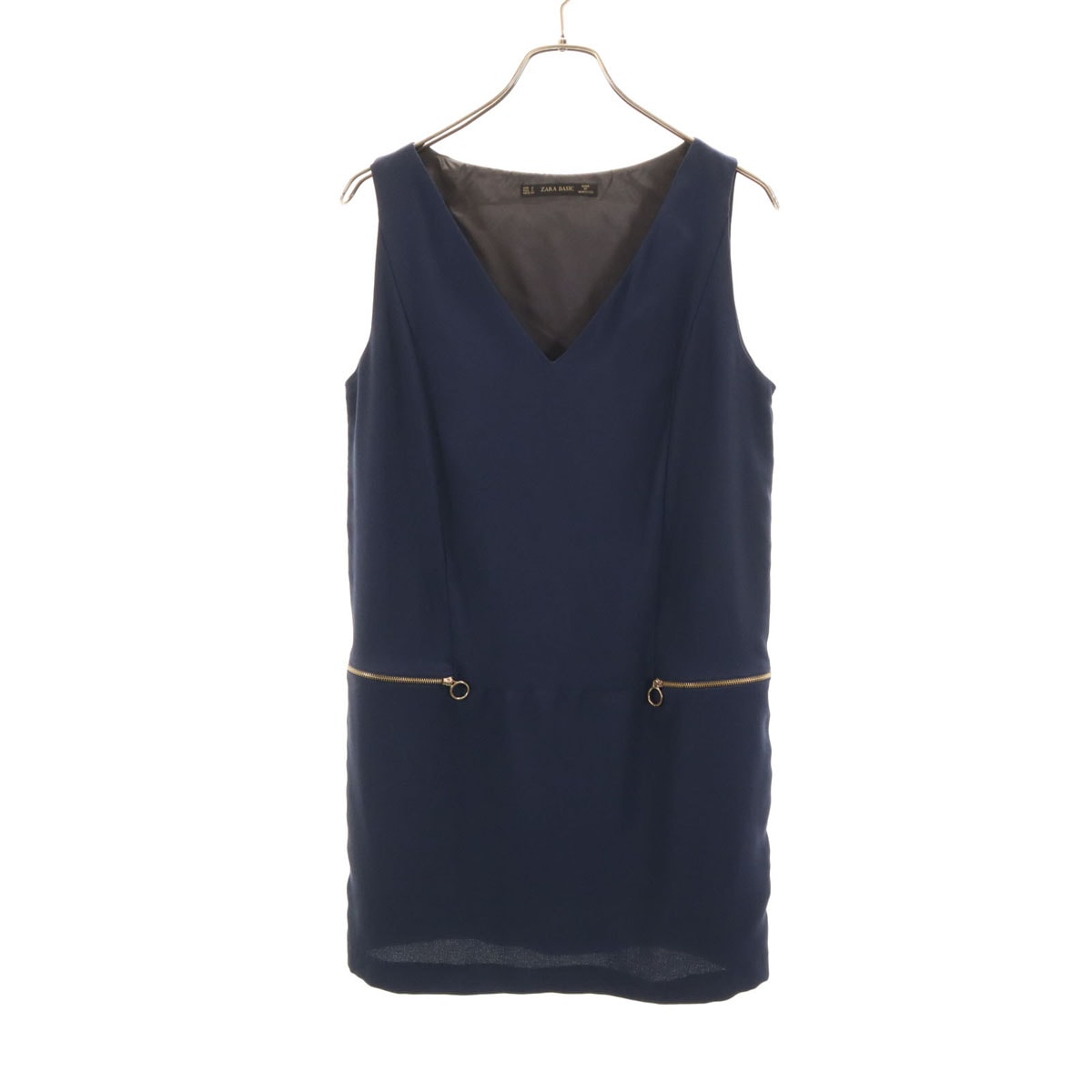 ZARA BASIC ザラベーシック ノースリーブ ミニワンピース S ネイビー