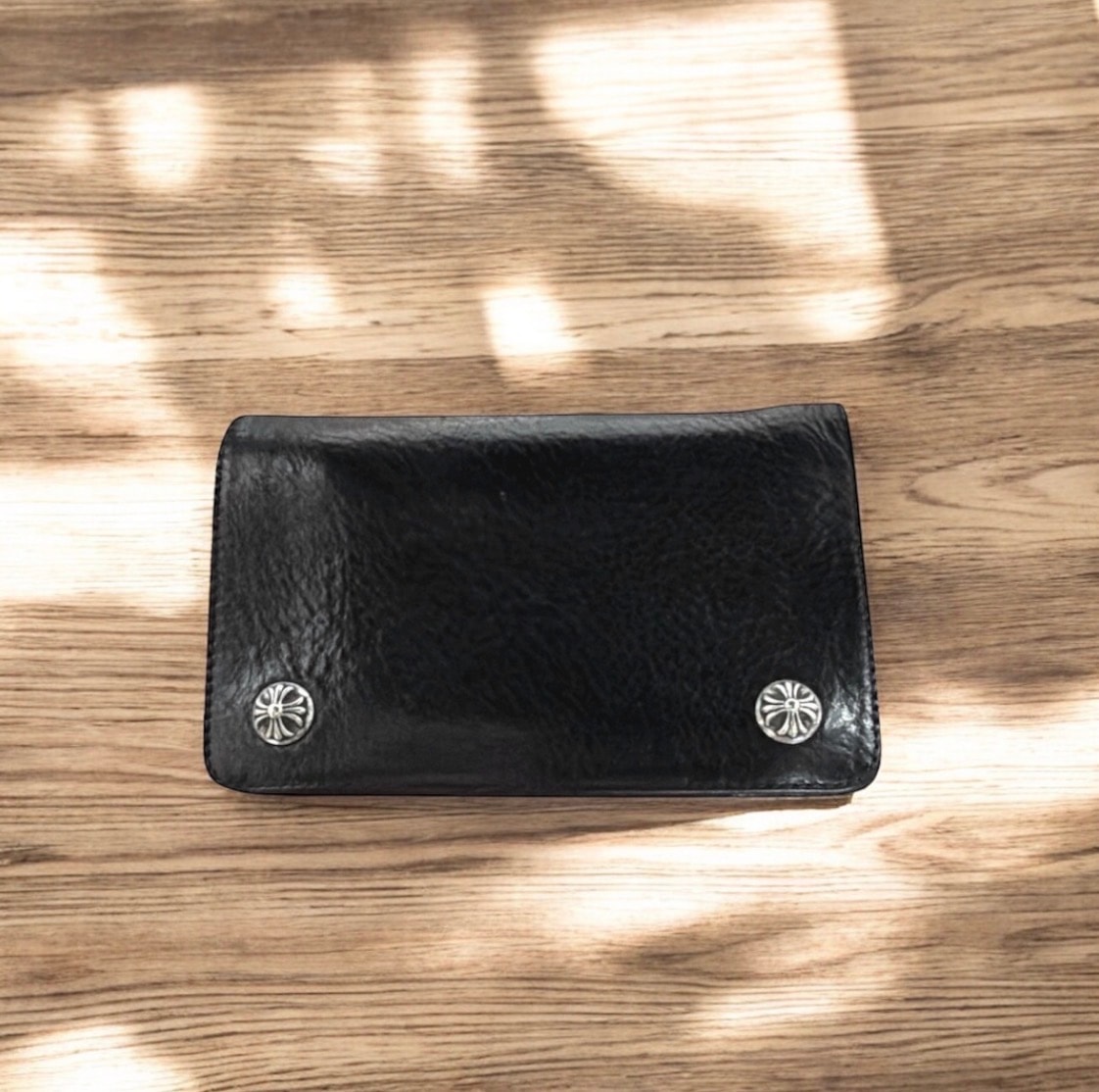 Chrome Hearts 1 Zip Wallet Cross Ball Silver "Black"
