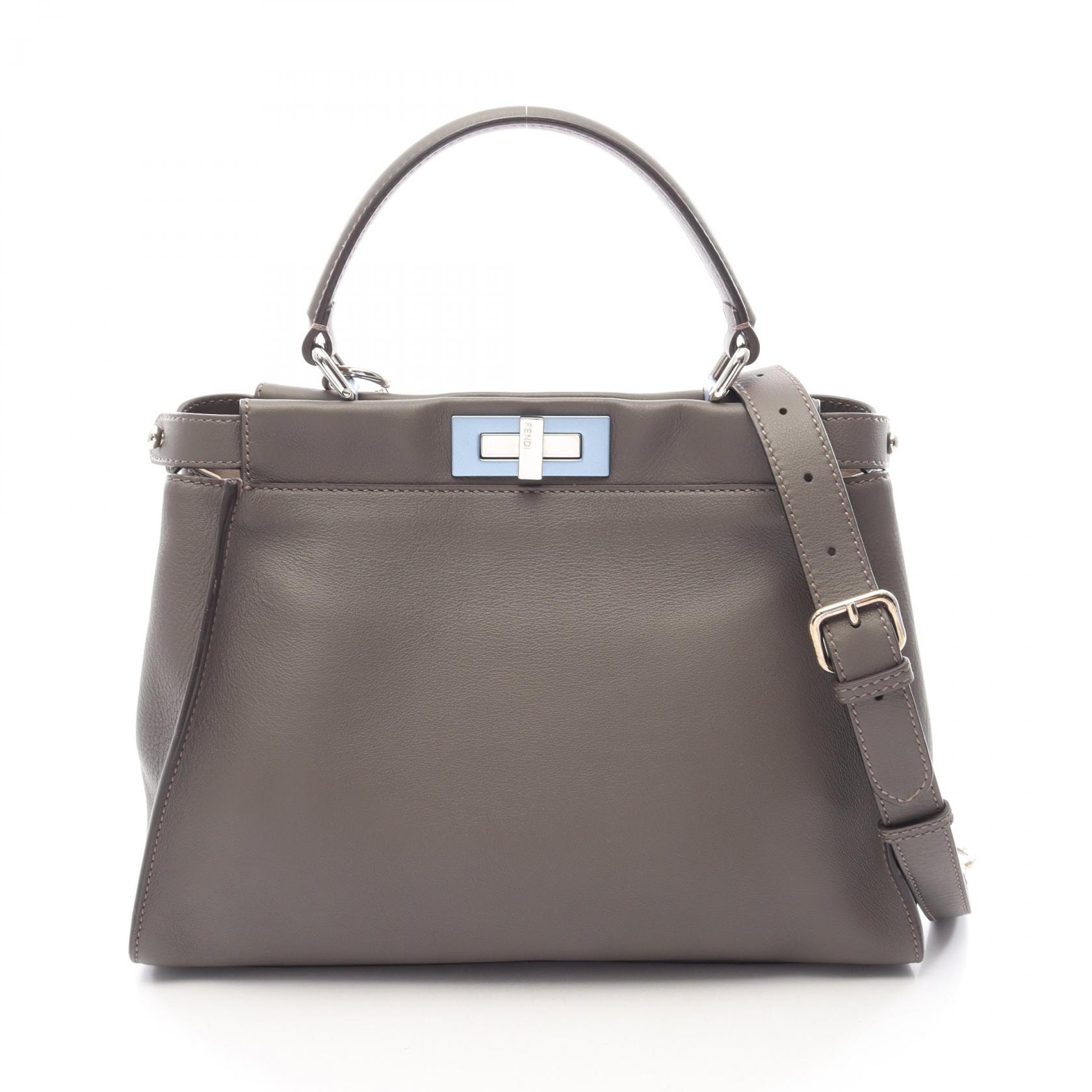 フェンディ FENDI ピーカブー レギュラー 2WAY ハンドバッグ バッグ レザー レディース グレー系 8BN290 【中古】