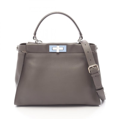 フェンディ FENDI ピーカブー レギュラー 2WAY ハンドバッグ バッグ レザー レディース グレー系 8BN290 【中古】