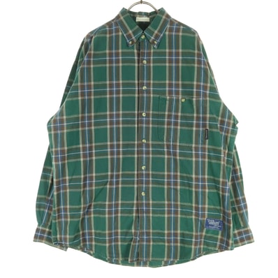 美品 Timberland ティンバーランド 90s 00s オールド チェック柄 長袖 ボタンダウンシャツ M グリーン