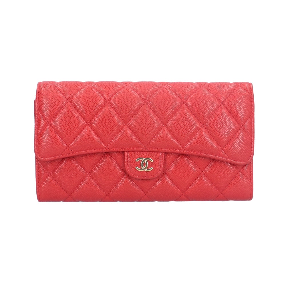 シャネル マトラッセ 長財布 キャビアスキン レディース CHANEL  中古