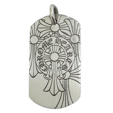 Chrome Hearts Dog Tag Large God Bless Charm "Silver"