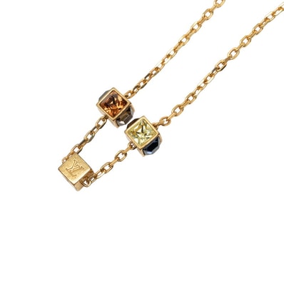 ルイ ヴィトン コリエ ギャンブル チェーン ペンダント ネックレス M66999 ゴールド メッキ ラインストーン レディース LOUIS VUITTON 中古