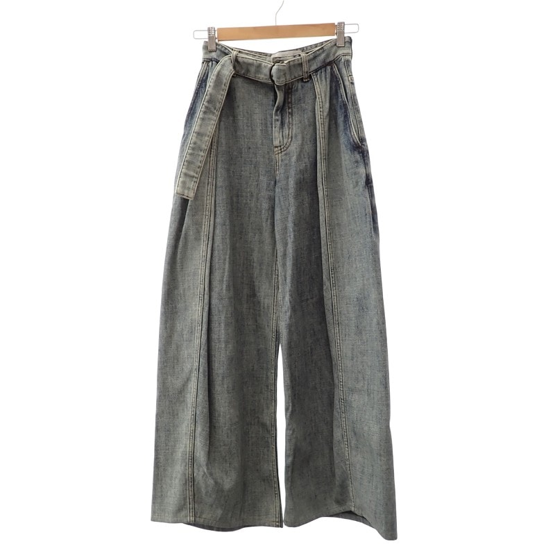 ロエベ LOEWE ベルテッドジーンズ ボトムス 32 S359Y11XE2 デニムパンツ ポリエステル デニム ブルー レディース メンズ【中古】【Aランク】
