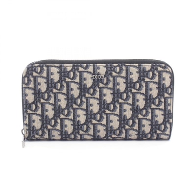 ディオール Dior オブリーク ラウンド長財布 財布 キャンバス レディース ネイビー系 / ベージュ系 【中古】