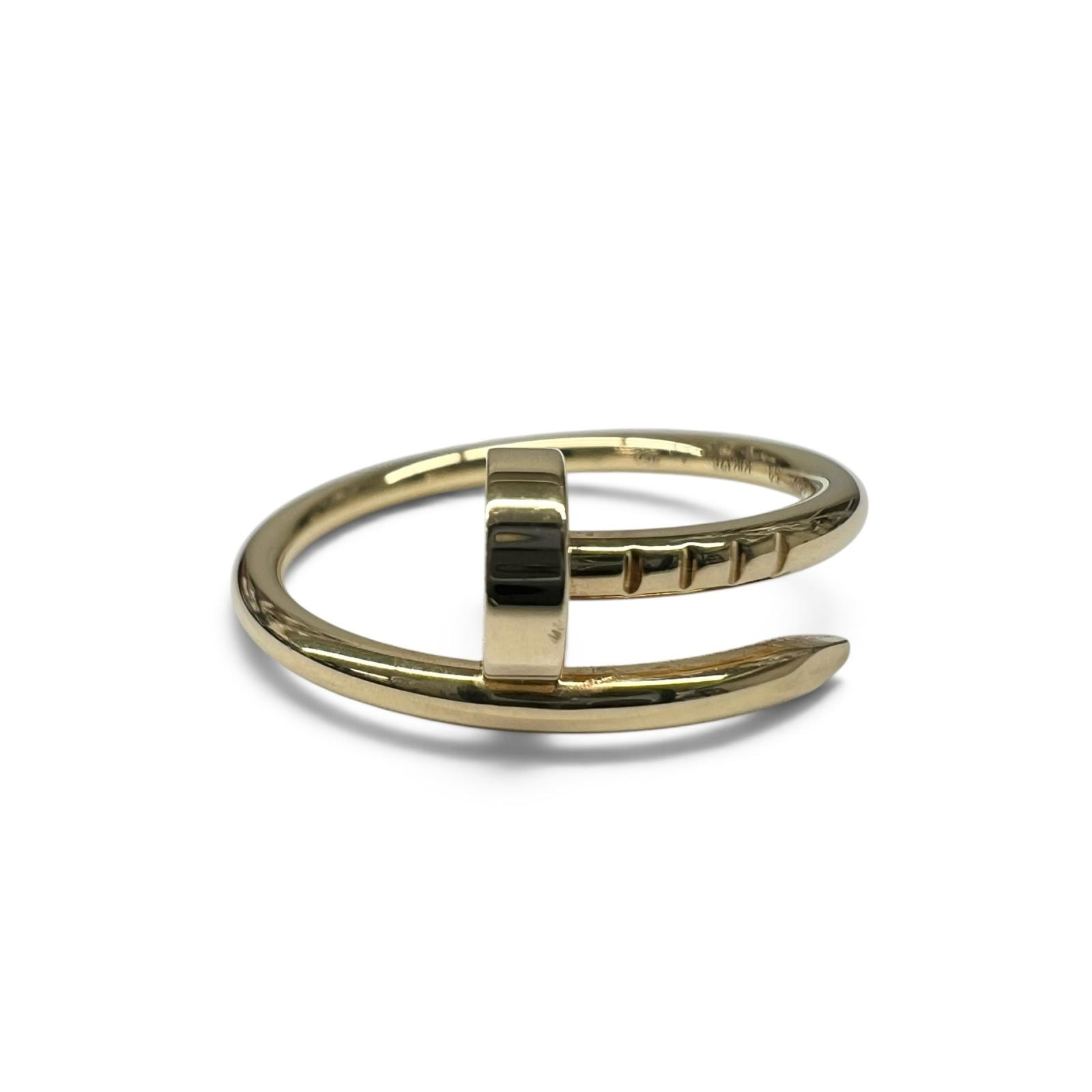 Cartier 美品 カルティエ ジュスト アン クル リング 指輪 #53 ギャランティ付属 K18YG イエローゴールド ジュエリー アクセサリー 金 ABランク 中古 鑑定済 カルティエリング