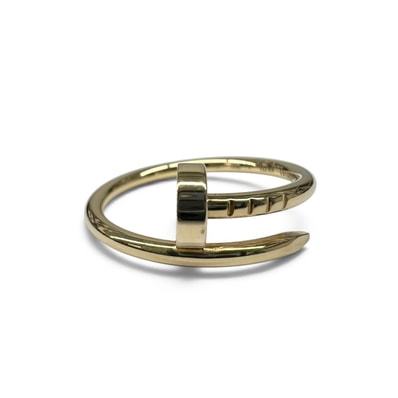 Cartier 美品 カルティエ ジュスト アン クル リング 指輪 #53 ギャランティ付属 K18YG イエローゴールド ジュエリー アクセサリー 金 ABランク 中古 鑑定済 カルティエリング