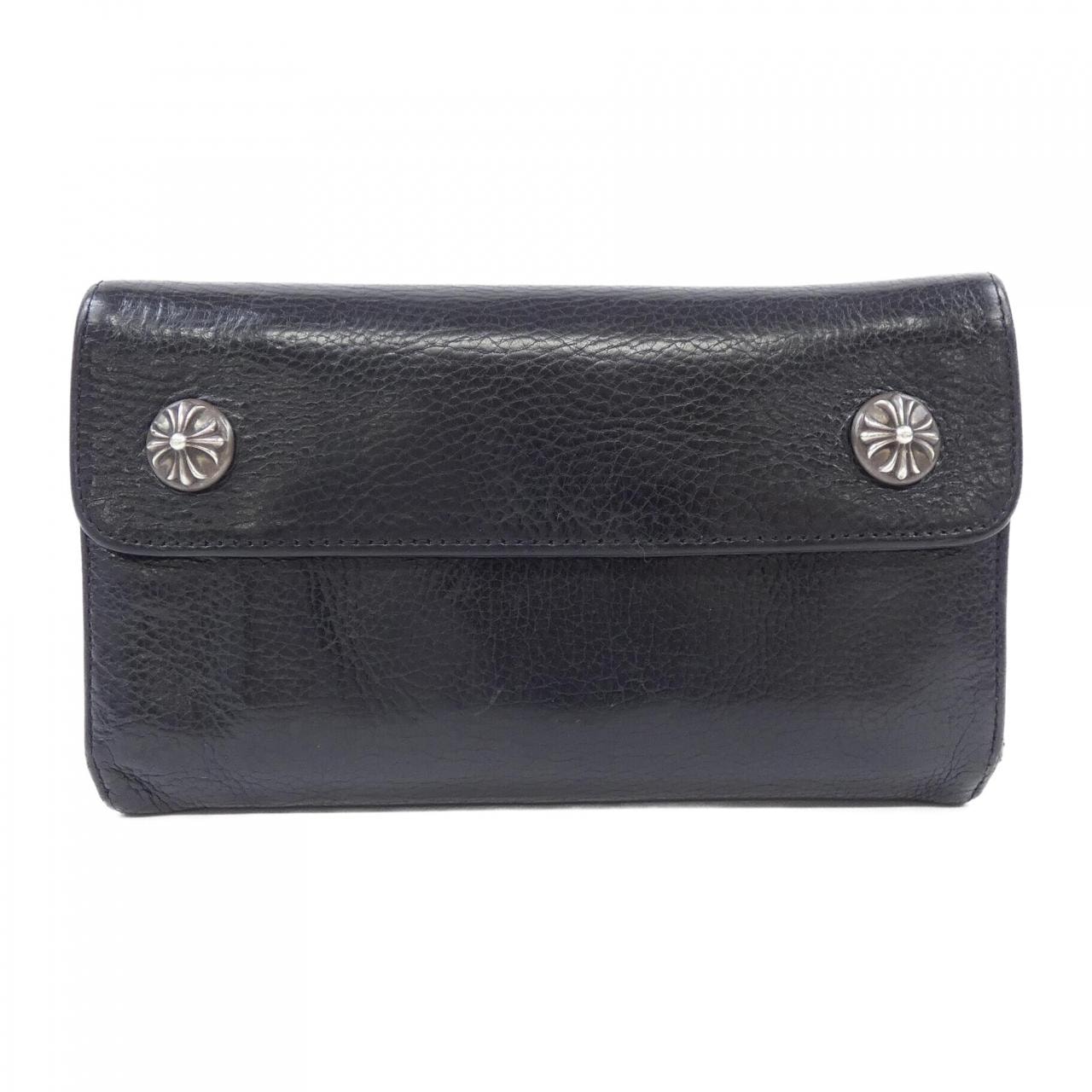 Chrome Hearts Wave Cross Ball Button Leather Wallet "Black/Silver"