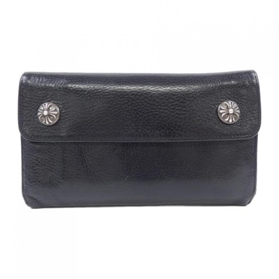 Chrome Hearts Wave Cross Ball Button Leather Wallet "Black/Silver"