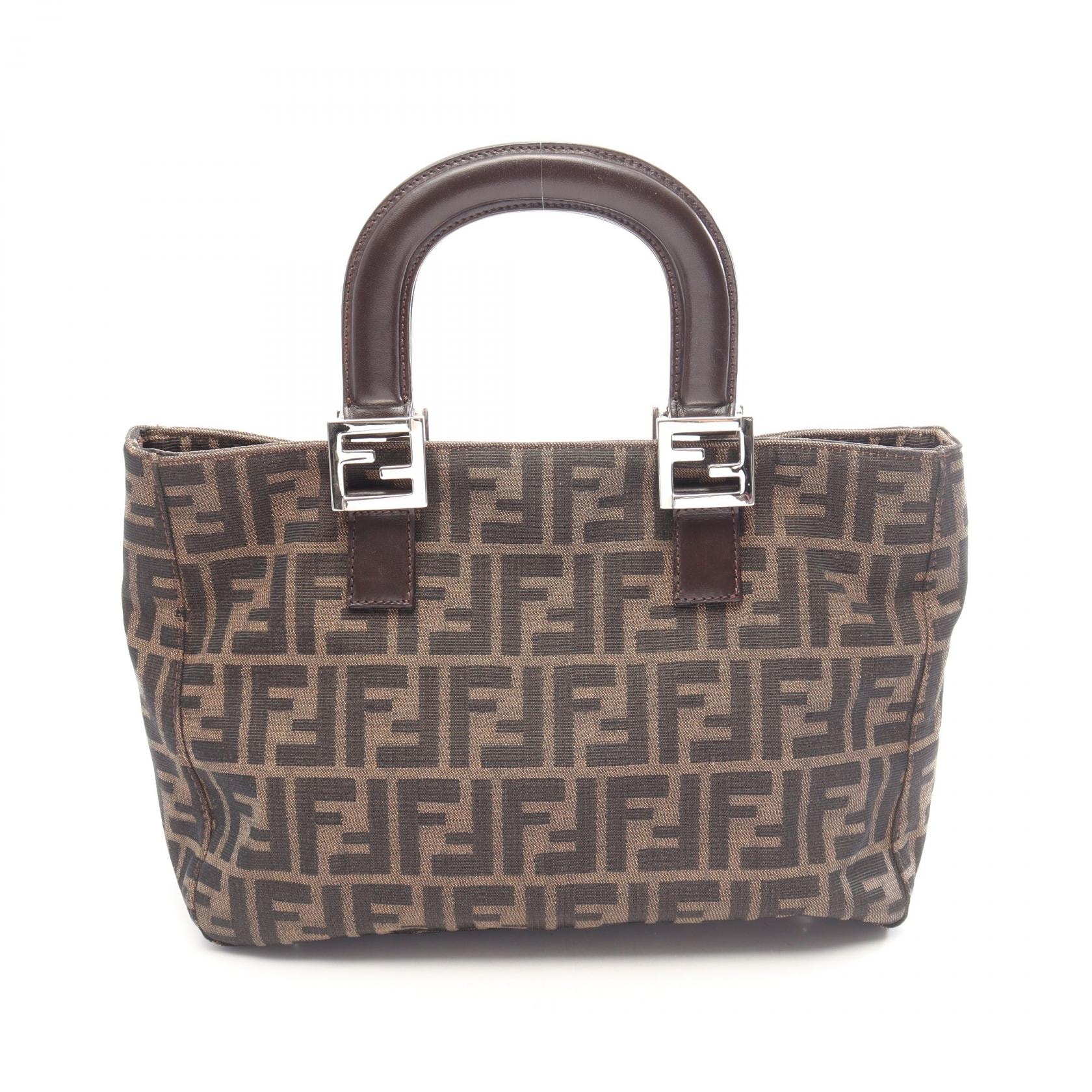 フェンディ FENDI ズッカ トートバッグ バッグ キャンバス レザー レディース ブラウン系 / ブラック系 【中古】