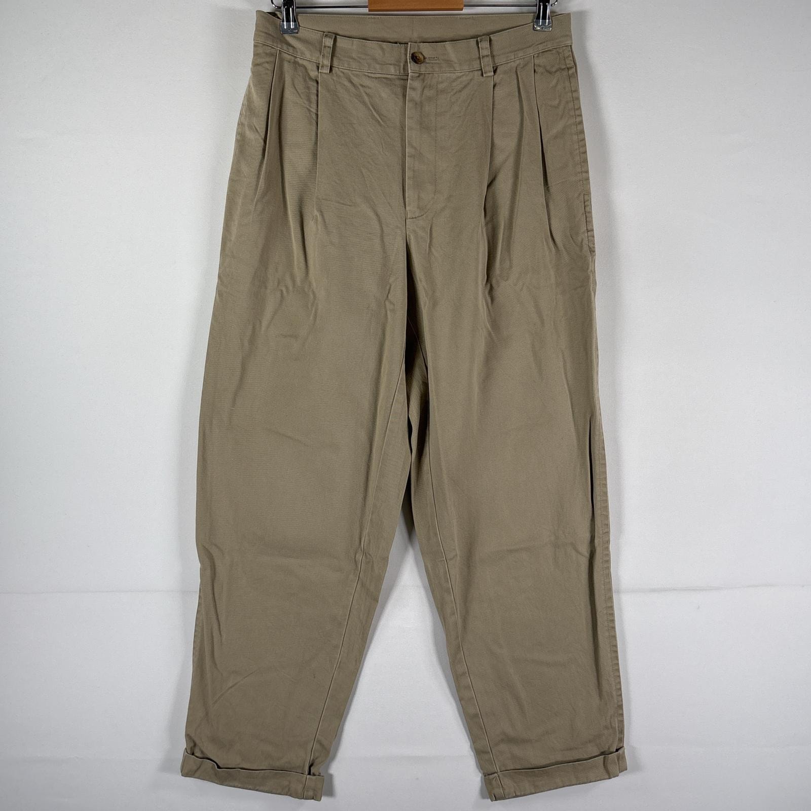 古着 90's/90年代 ノーティカ NAUTICA チノパンツ 長ズボン ボトムス ワンポイントロゴ クリッパー w32 L30 ベージュ系 メンズ