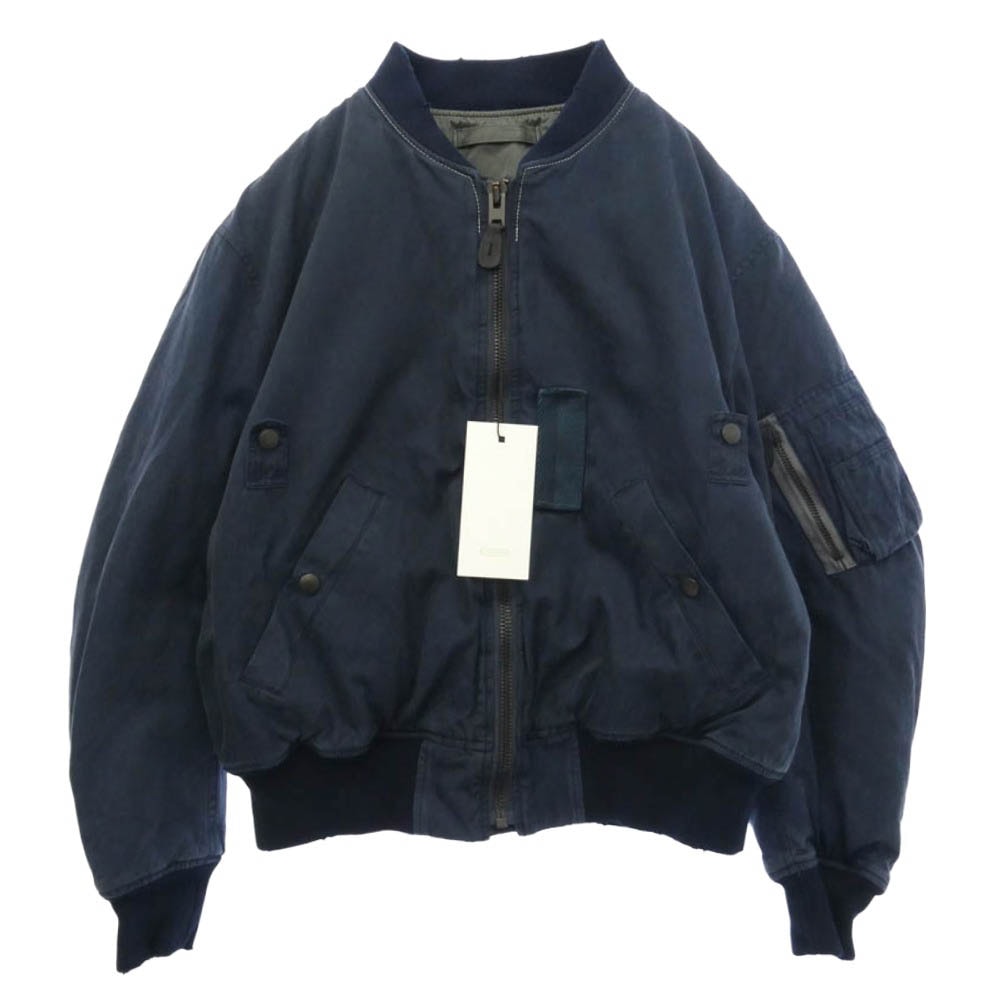 A.PRESSE アプレッセ 26AW 26AAP-01-34 VINTAGE SILK B-15C FLIGHT JACKET ヴィンテージ加工 リバーシブル ジップアップ ボンバージャケット ブルゾン ネイビー系 1【新古品】【未使用】【中古】