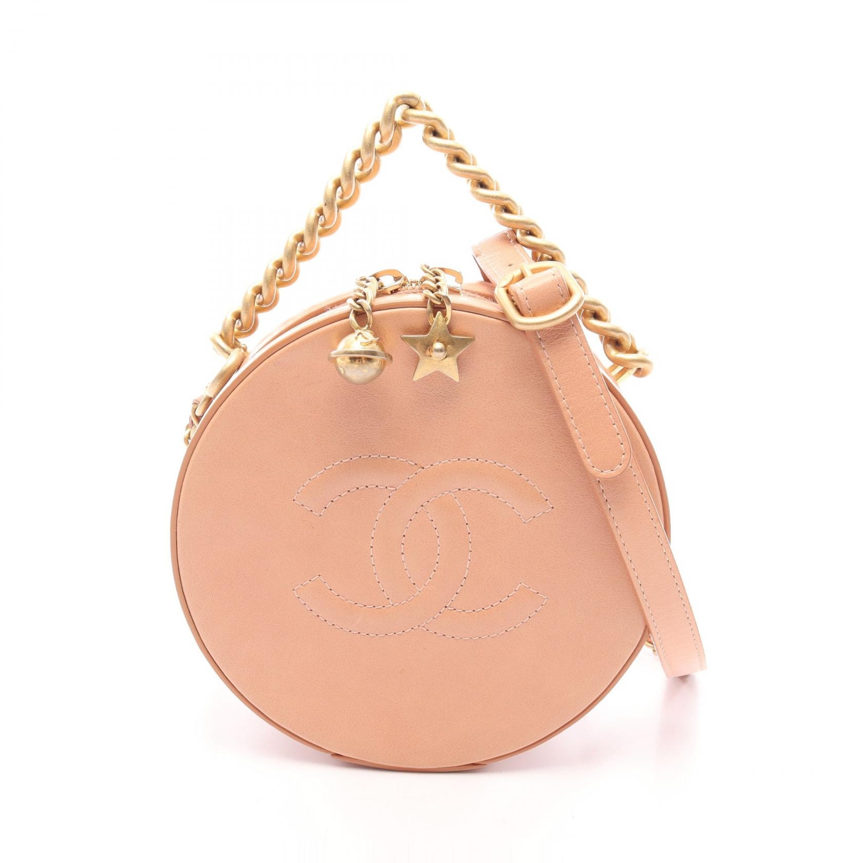 シャネル CHANEL ココマーク ラウンド 2WAY ハンドバッグ バッグ レザー レディース ピンク系 【中古】