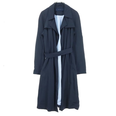ZARA BASIC ザラベーシック 長袖 ロングコート S ネイビー ベルト付