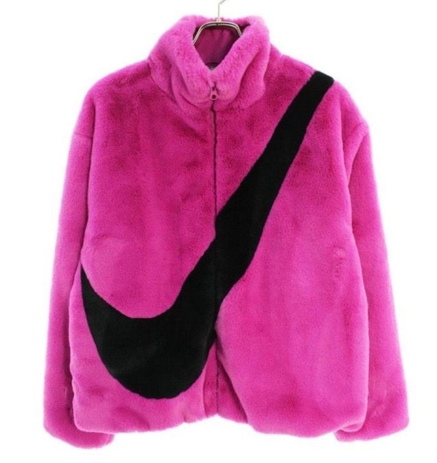 未使用☆フェイクファーブルゾンジャケット/ピンク×ブラック