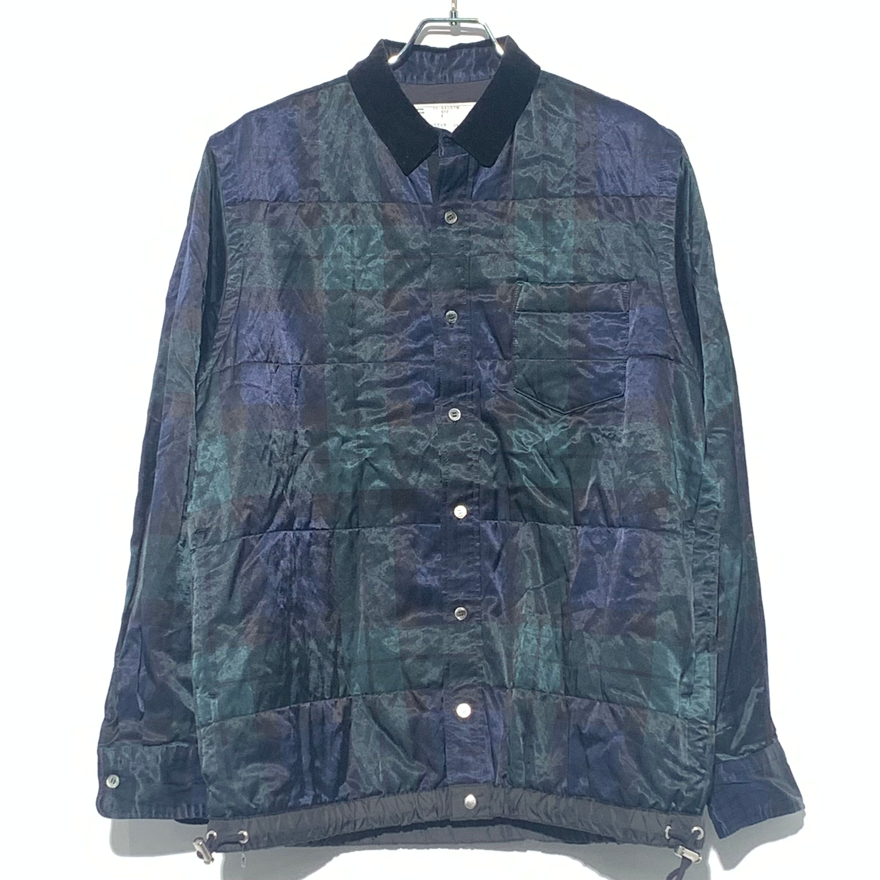 Sacai paded check shirt jacket "Navy"