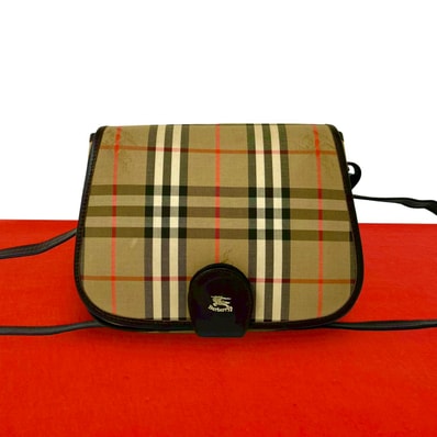 BURBERRY バーバリー ノバチェック シャドーホース 柄 キャンバス レザー ショルダーバッグ ブラウン
51438