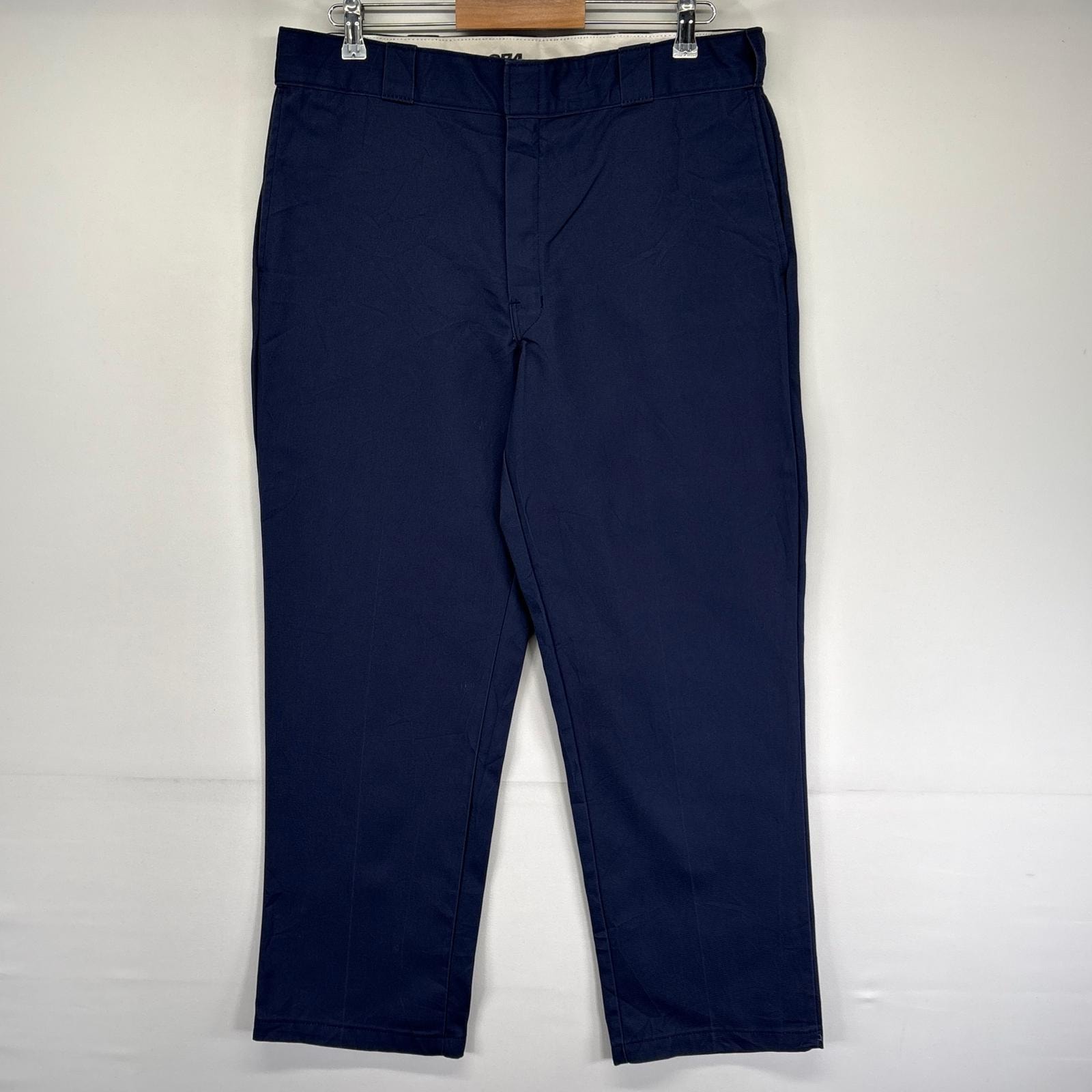 古着 ディッキーズ Dickies パンツ ワーク 874 ワンポイントロゴ チノパン テーパード ジッパーフライ w32 L30  ネイビー系 メンズ