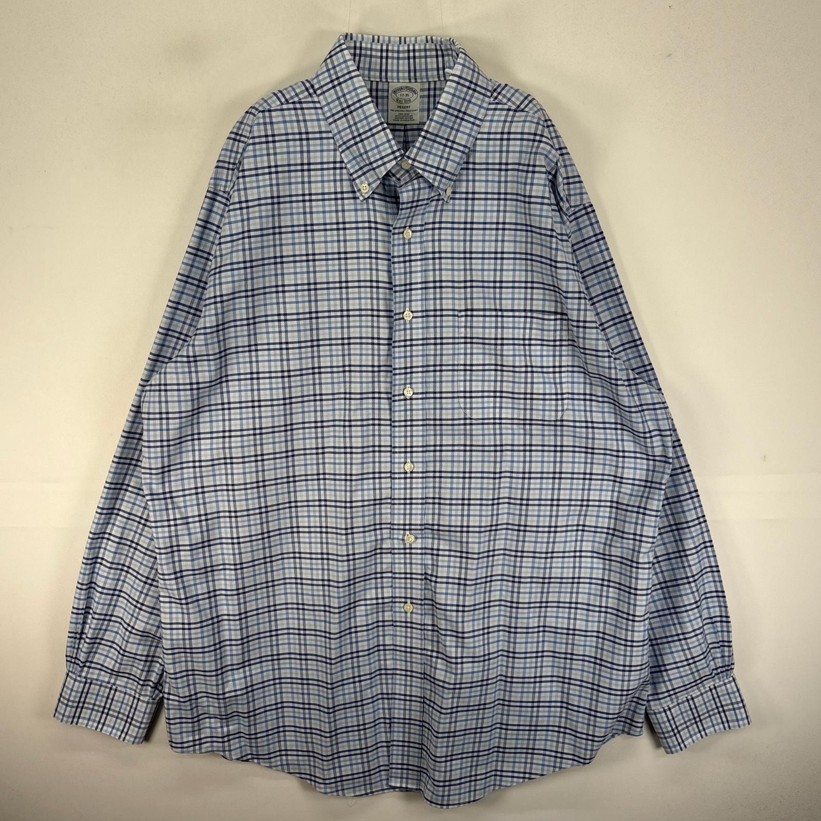 古着 ブルックスブラザーズ Brooks Brothers 長袖シャツ 胸ポケ ボタンダウン XL ブルー系 チェック メンズ