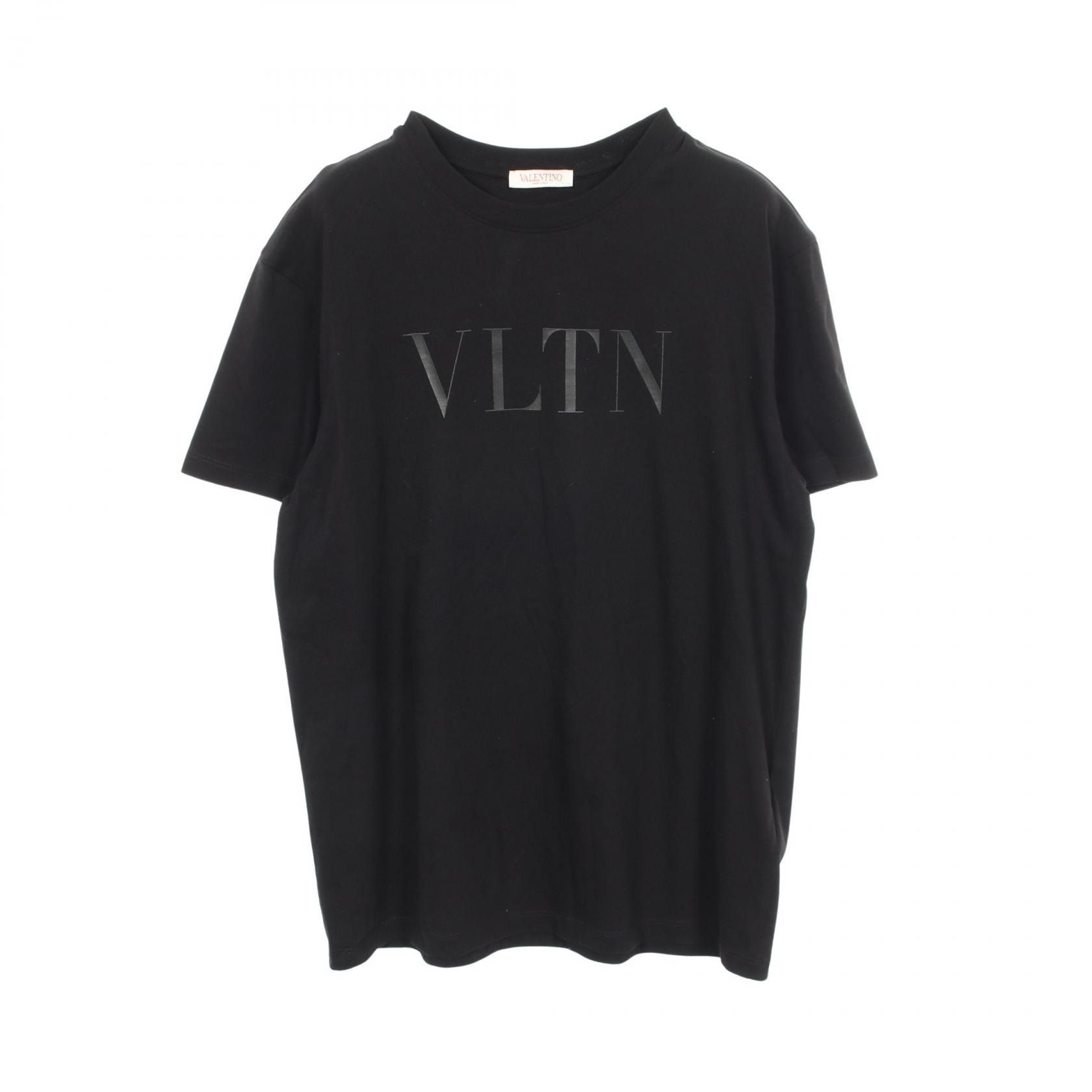 ヴァレンチノ Valentino VLTNロゴ プリント クルーネック 半袖Tシャツ 衣料品 トップス コットン メンズ ブラック系 【中古】
