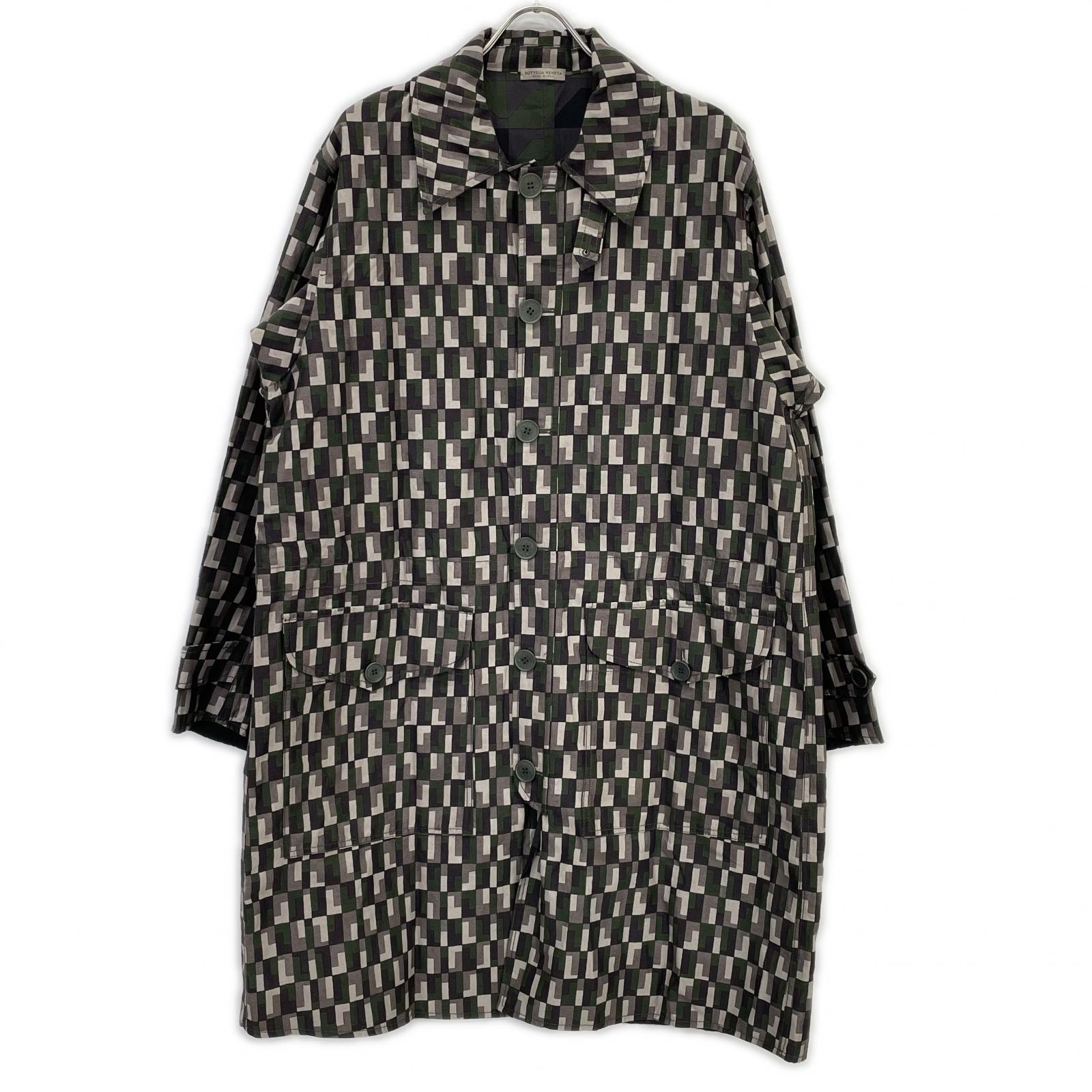 ボッテガヴェネタ カーキ チェック スプリング コート 46