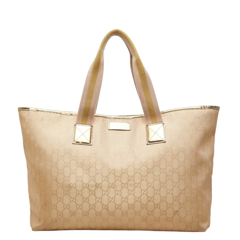 グッチ GGキャンバス トートバッグ 267474 ベージュ ゴールド キャンバス レザー レディース GUCCI 中古