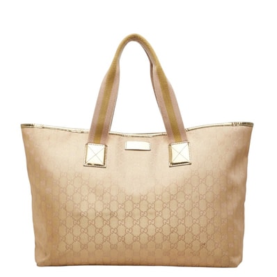 グッチ GGキャンバス トートバッグ 267474 ベージュ ゴールド キャンバス レザー レディース GUCCI 中古