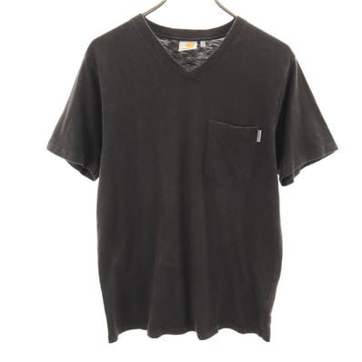 Carhartt カーハート ポルトガル製 半袖 Vネック Tシャツ S ブラック系 ポケT 無地