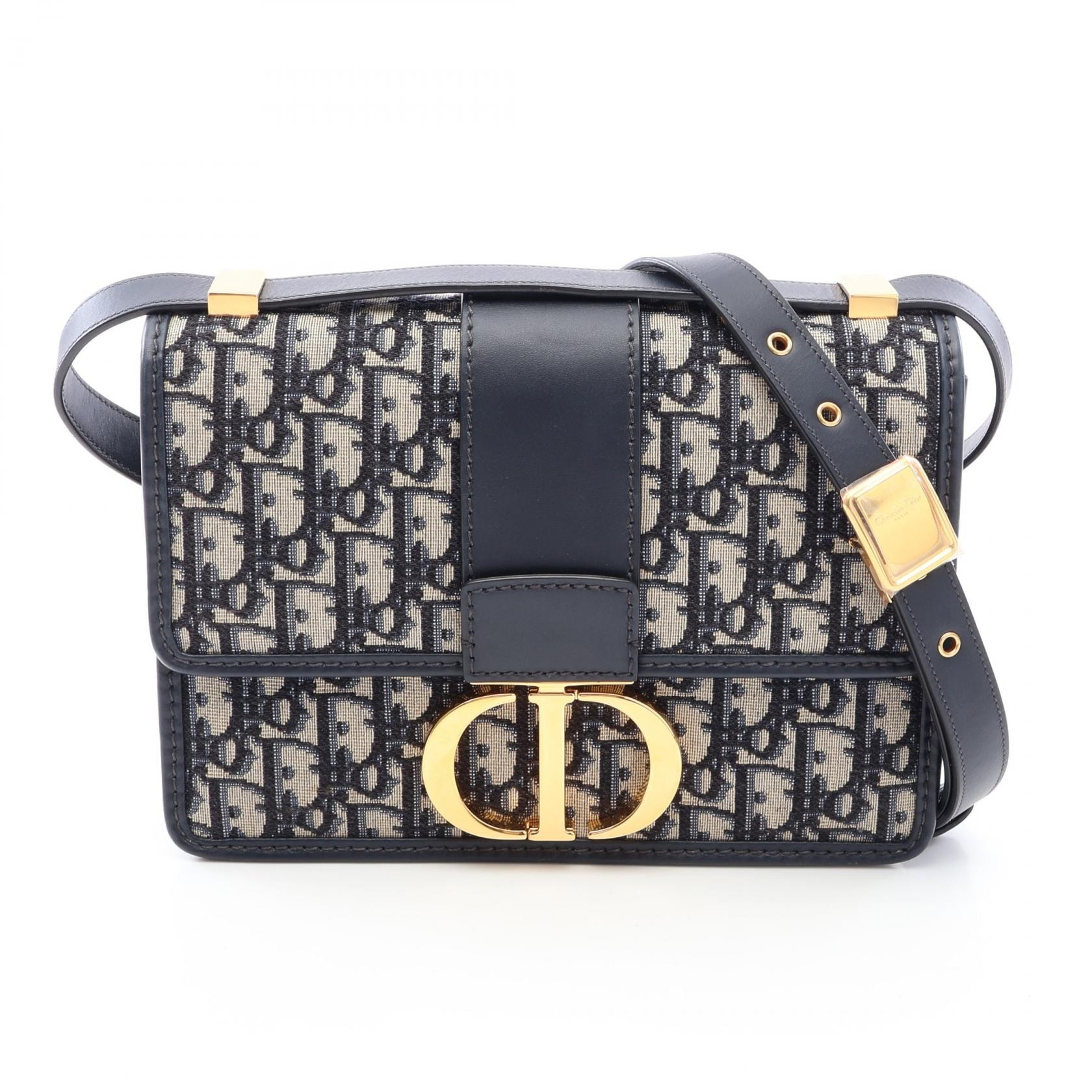 ディオール Dior 30 MONTAIGNE モンテーニュ オブリーク ショルダーバッグ バッグ キャンバス レザー レディース ベージュ系 / ネイビー系 M9203UMOS 【中古】