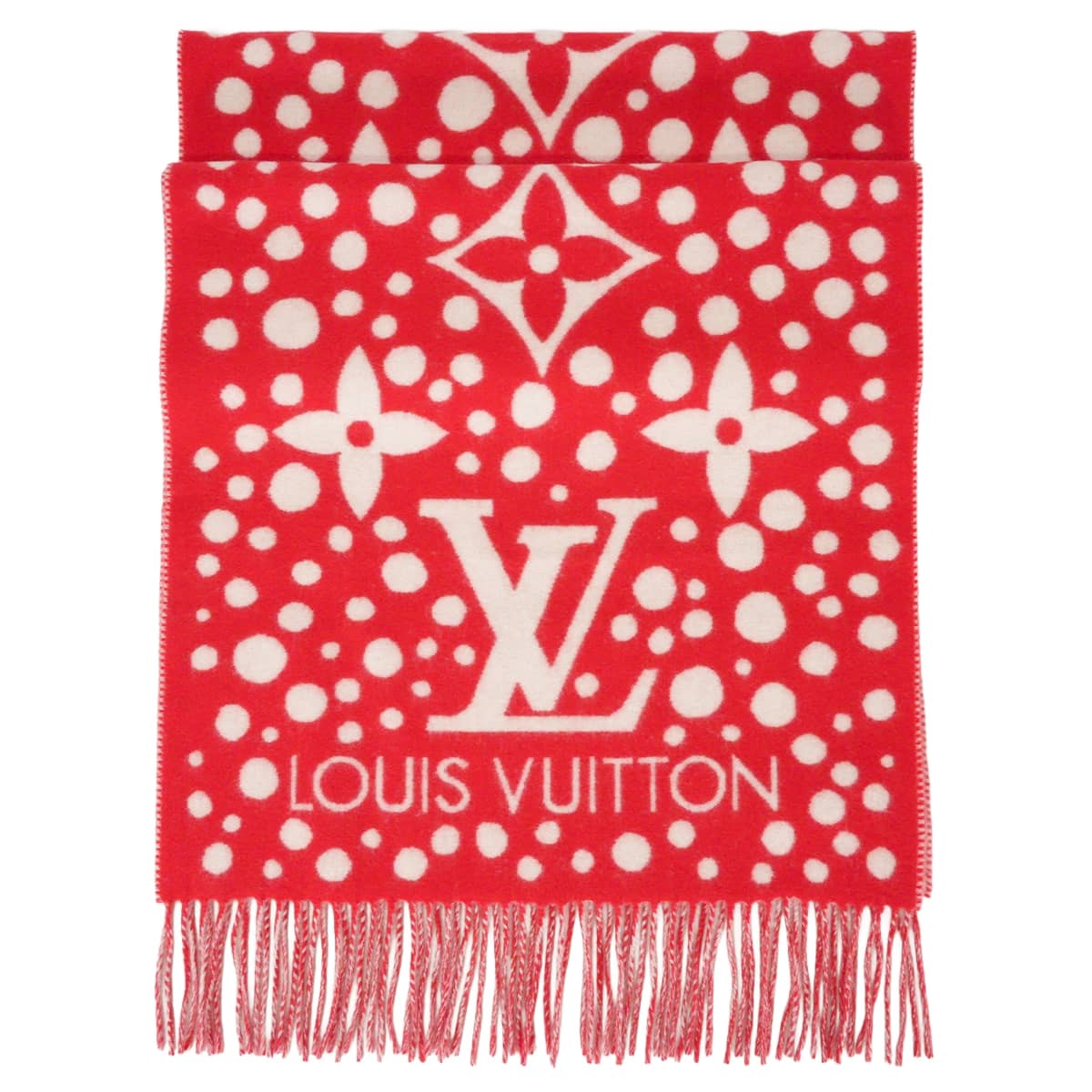 LOUIS VUITTON ルイ・ヴィトン マフラー LV×YK 草間彌生 エシャルプ レイキャビック インフィニィットドット レッド/白 (ホワイト) カシミヤ M78306 新品未使用