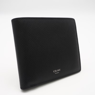 美品 CELINE セリーヌ グレインドカーフスキン マーケトリー ディオール オブリーク ジャカード バイフォールドウォレット 10C873BEN 二つ折り財布 ブラック グレインカーフレザー メンズ