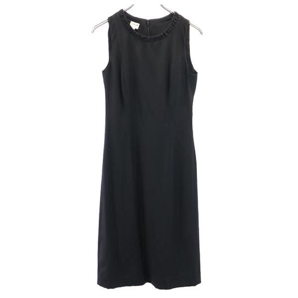 ARMANI COLLEZIONI アルマーニコレッツォーニ イタリア製 ウールブレンド ノースリーブ ワンピース 38 黒