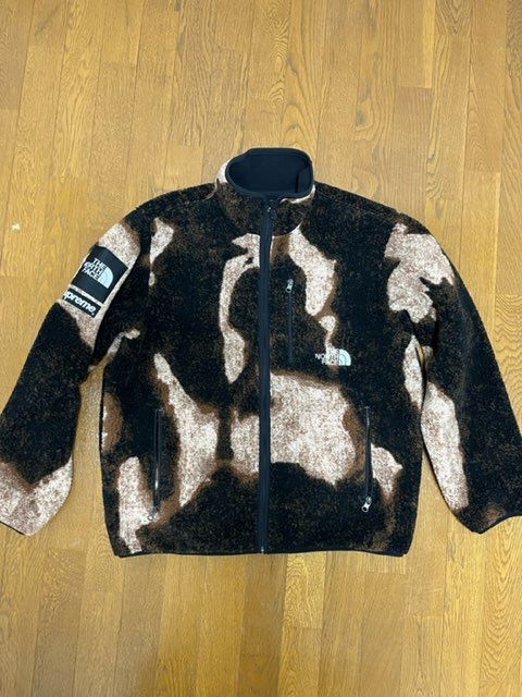 Supreme x The North Face Bleached Denim Print Fleece Jacket "Black"