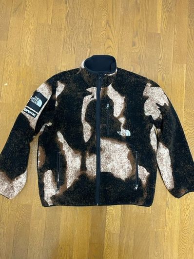 Supreme x The North Face Bleached Denim Print Fleece Jacket "Black"