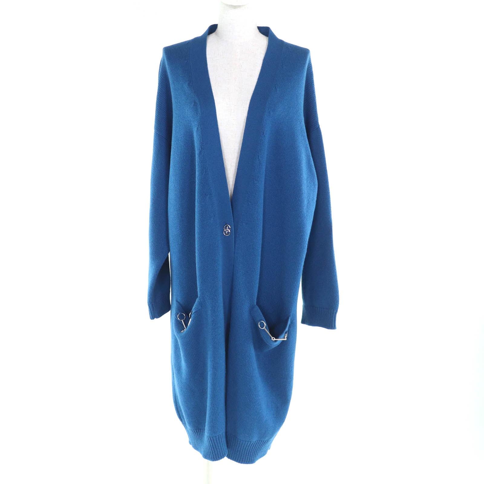 美品 エルメス カーディガン ブルー レディース 38 2E2104D1