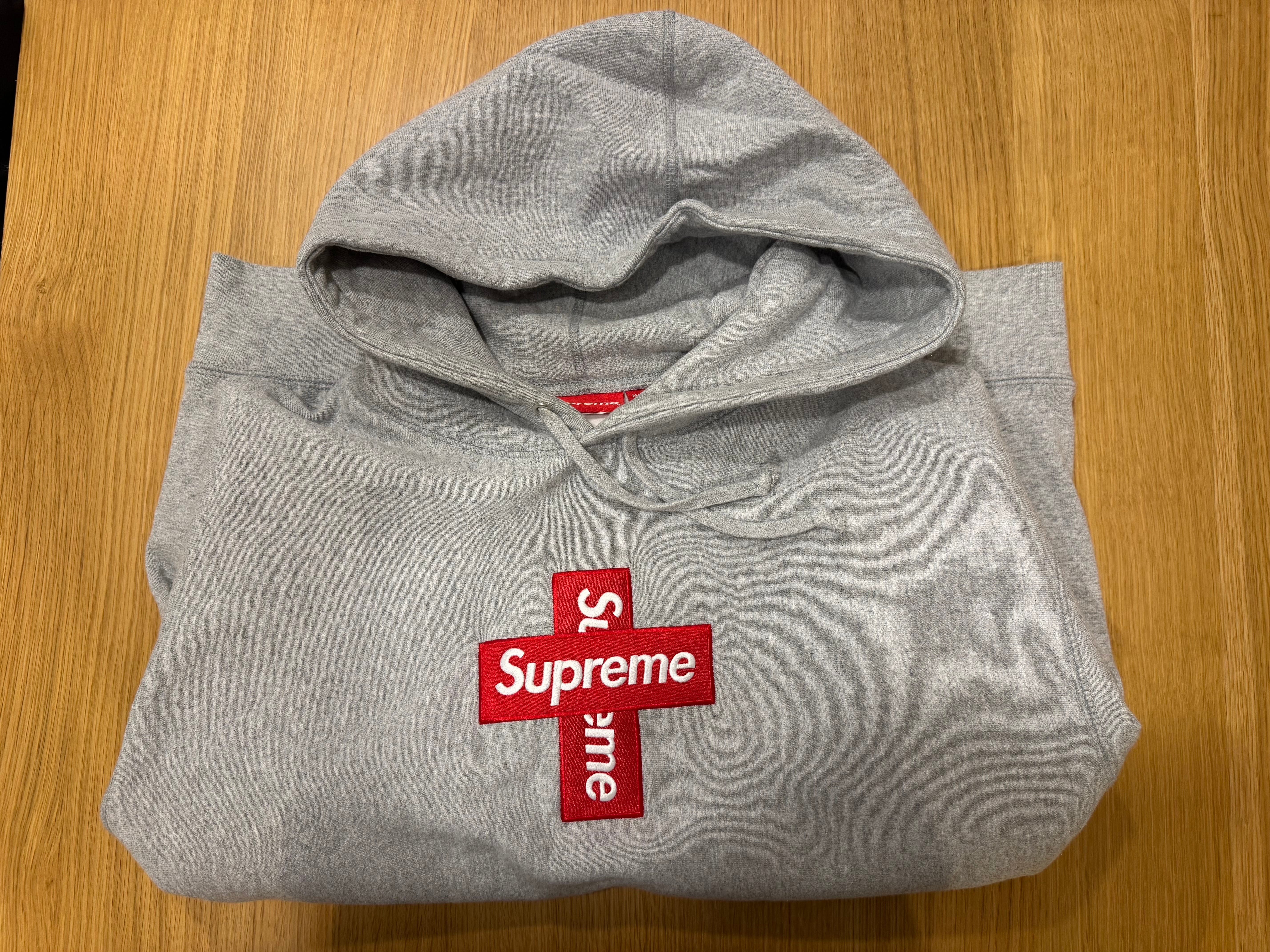 Supreme Cross Box Logo Hooded Sweatshirt "Grey"