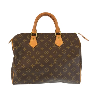 美品 LOUIS VUITTON ルイヴィトン モノグラム スピーディ30 ブラウン ゴールド金具 PVC レザー/ ハンドバッグ ミニボストン 600837 【中古】
