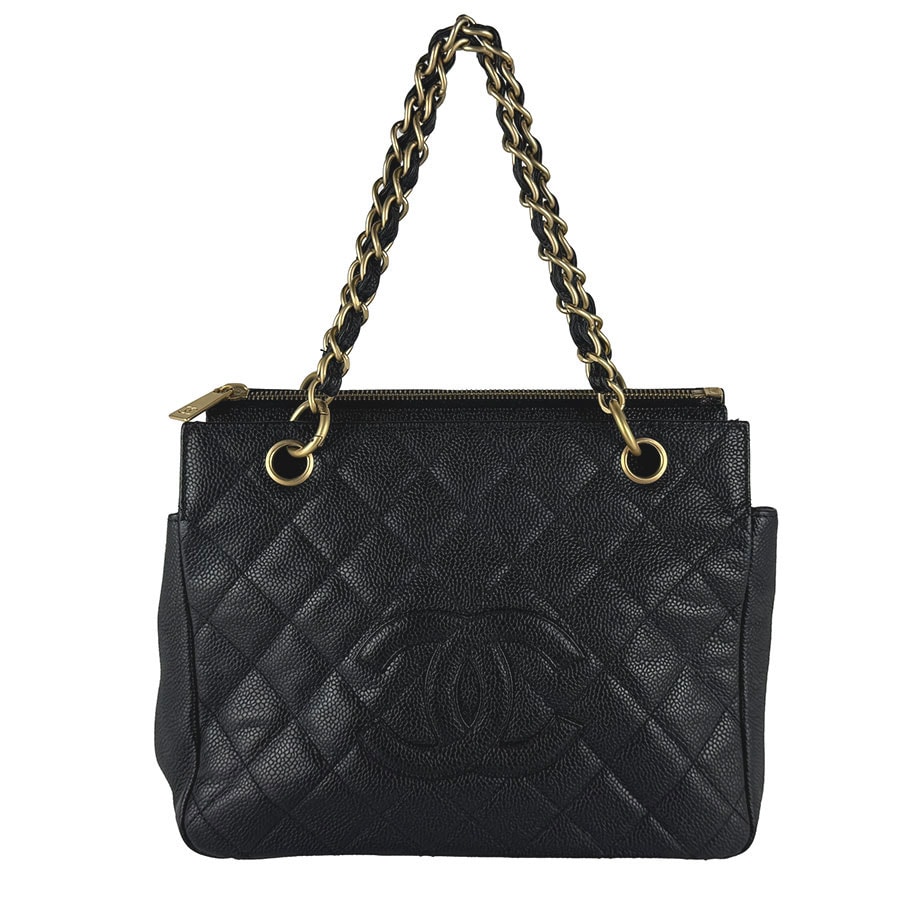 シャネル CHANEL ハンドバッグ キャビアスキンレザー ブラック レディース【中古】 z10952
