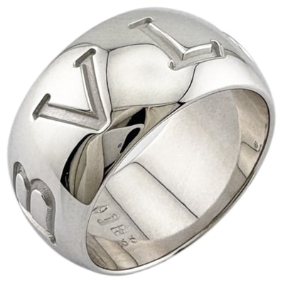 ブルガリ モノロゴ リング 指輪 14号 18金 K18ホワイトゴールド レディース BVLGARI 中古